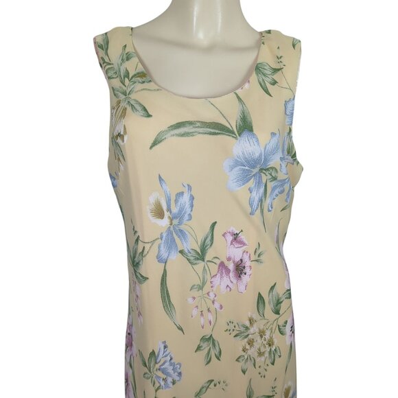 Vintage Betsy's Things Sleeveless Maxi summer yellow blue Dress Ruffled Hem 16 - Picture 6 of 12